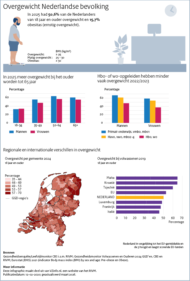 Infographic overgewicht. Onder de afbeelding is een tekstversie van de infographic opgenomen.
