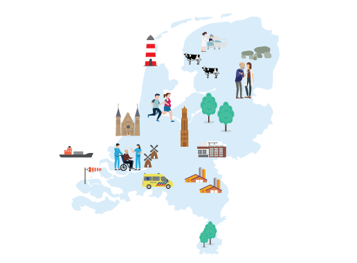 Illustratie kaart van Nederland